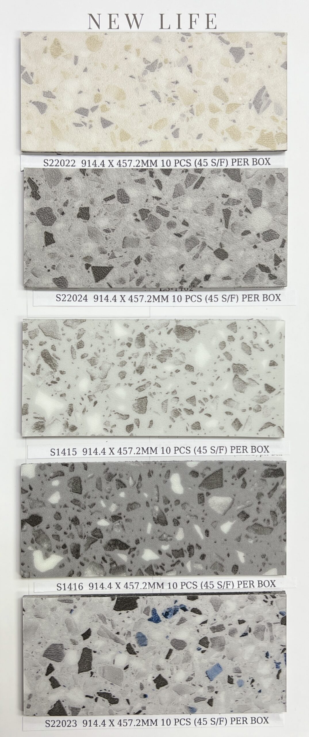 2mm vinyl tile with Terrazzo graphic